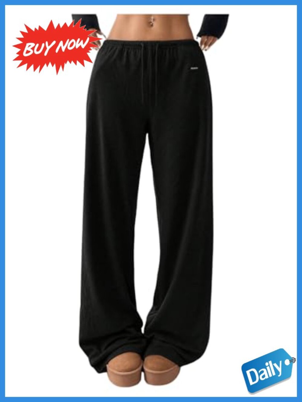 Women's Drawstring Wide Leg Sweatpants Low Rise Pockets